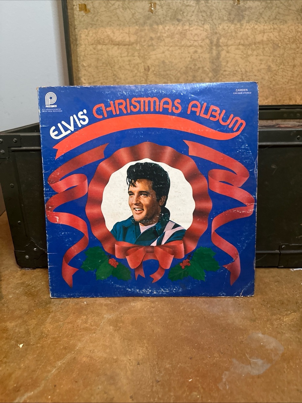 Elvis' Christmas Album - Blue Holiday Vinyl Cover with Record